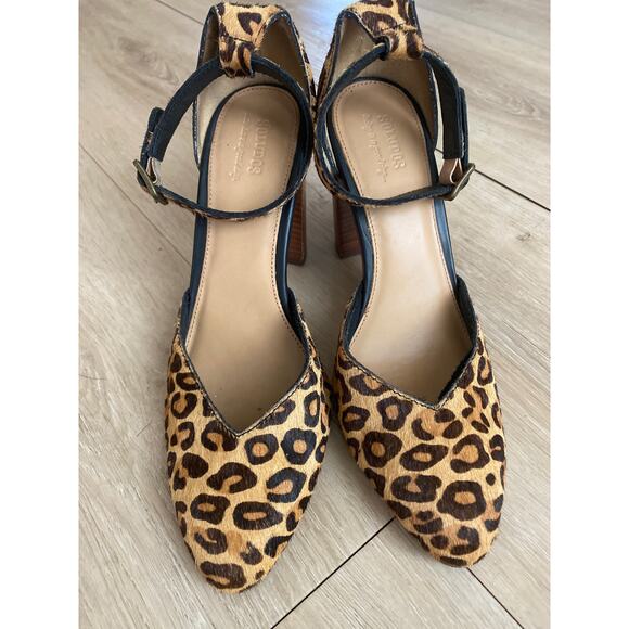 Soludos Collette heels women’s size 8.5 leopard print calf hair ankle strap - Picture 3 of 7